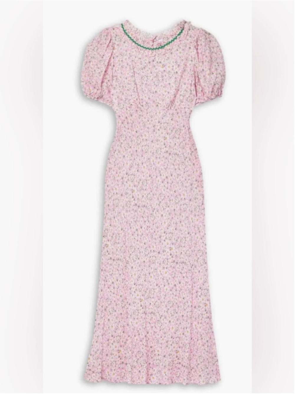 Rixo Deia Pink Floral Ruffled Midi Dress Puff Sleeve Voile Small - Picture 4 of 12